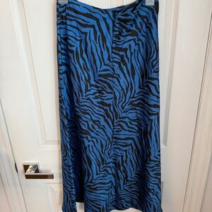 Rebecca Minkoff Blue & Black Zebra Print Midi Skirt – Size 2
